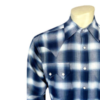 Men's Blue & White Shadow Plaid Western Shirt