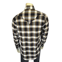 Men's Brown & White Shadow Plaid Western Shirt