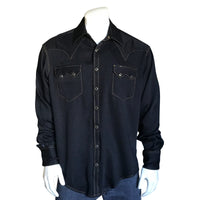 Men's Sueded Tencel Charcoal Black Western Shirt