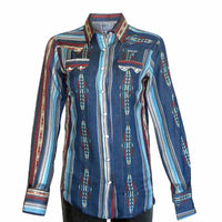 Women's Serape Pattern Western Shirt in Blue