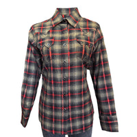 Women's Shadow Plaid Dobby Lurex Western Shirt in Black