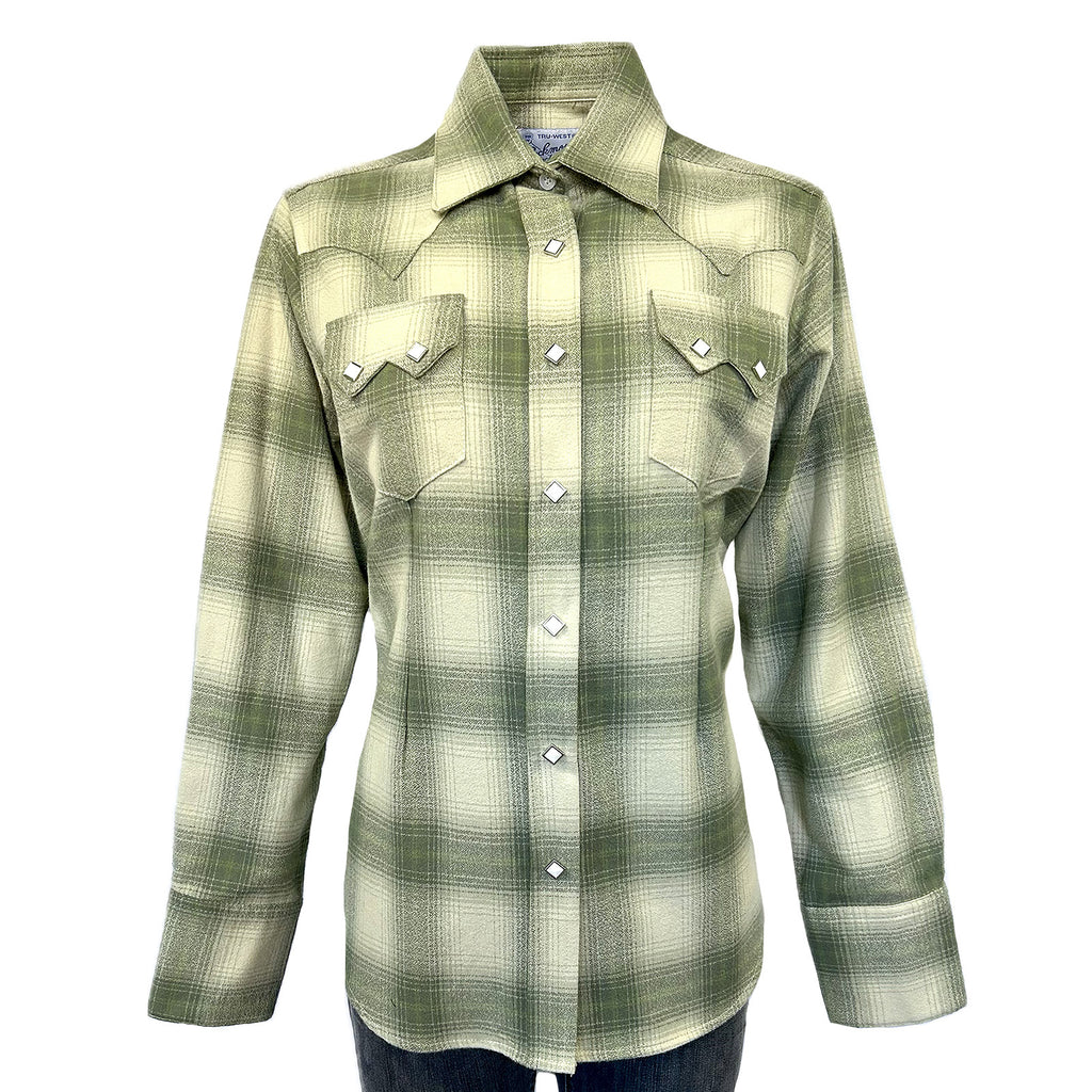 slim fit dress slacks Rockmount Women's Green Plaid Flannel Western Shirt