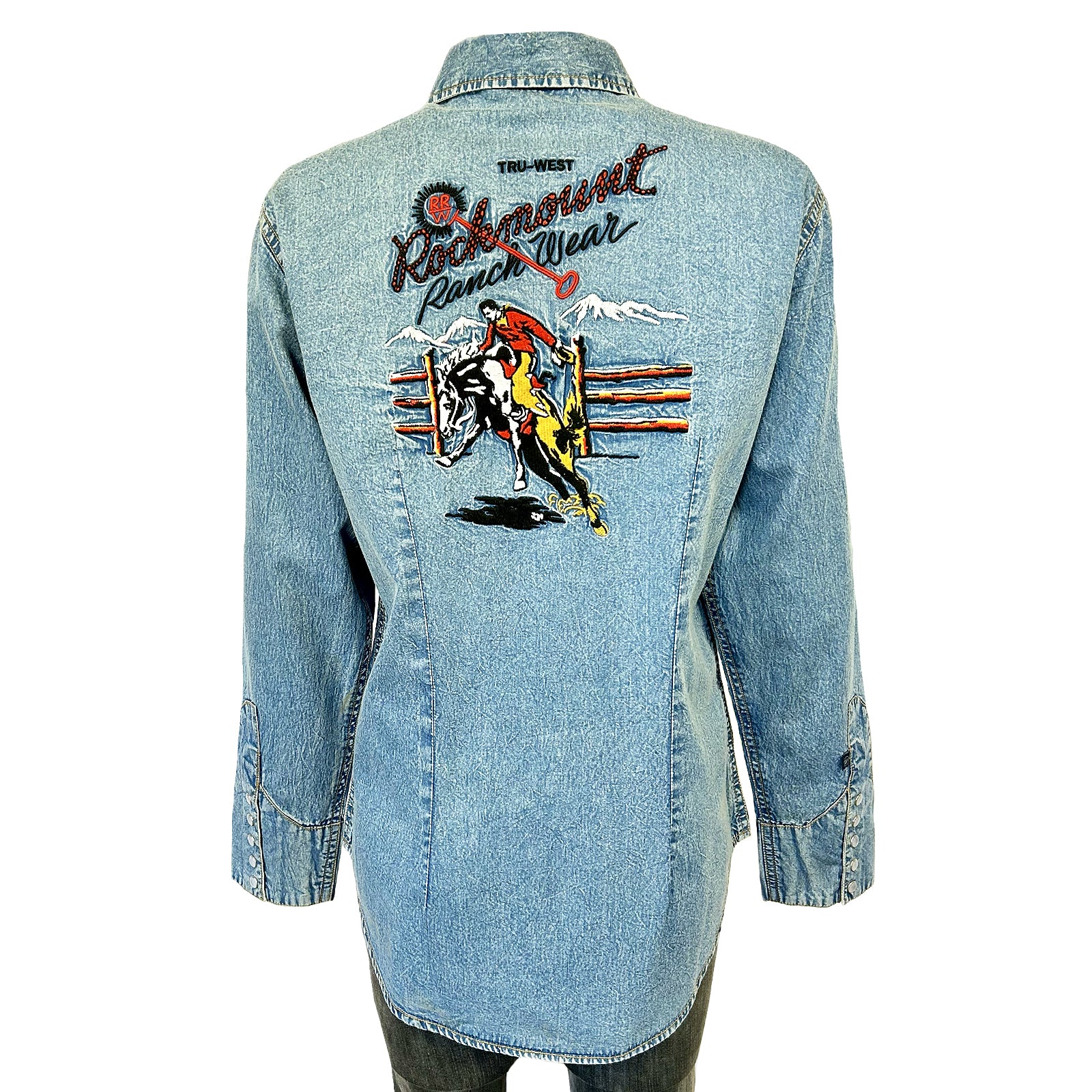 Women’s Rockmount Bronc Vintage Embroidery Western Shirt in Denim