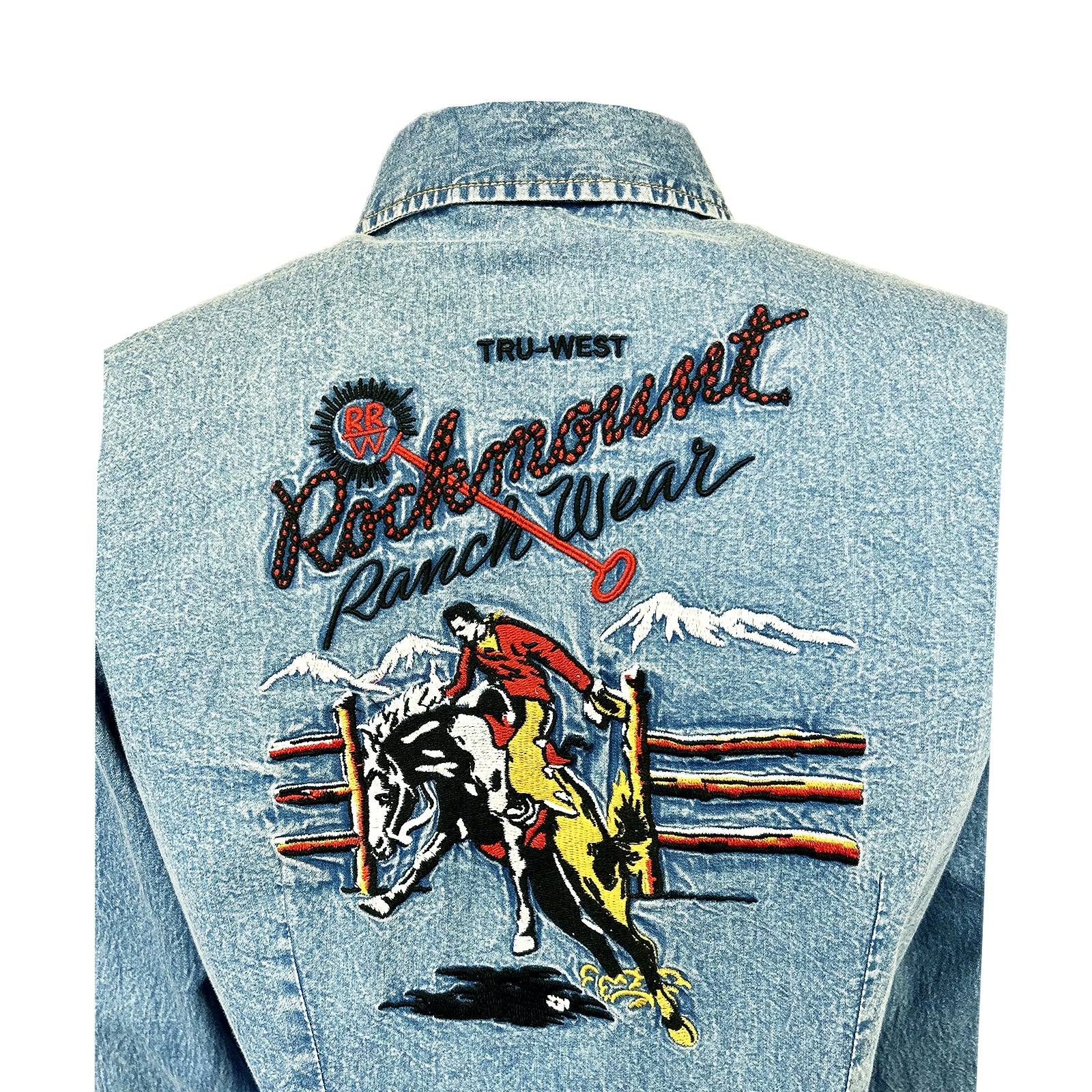 Women’s Rockmount Bronc Vintage Embroidery Western Shirt in Denim
