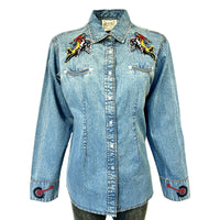 Women’s Rockmount Bronc Vintage Embroidery Western Shirt in Denim
