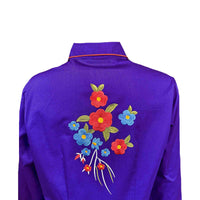 Women's Vintage Purple Floral Bouquet Embroidered Western Shirt