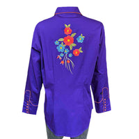 Women's Vintage Purple Floral Bouquet Embroidered Western Shirt