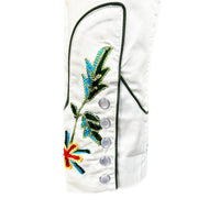 Women's Ivory Floral Embroidered Cotton Gabardine Western Shirt