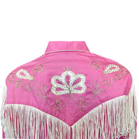 Women's Vintage Pink Fringe Embroidered Western Shirt