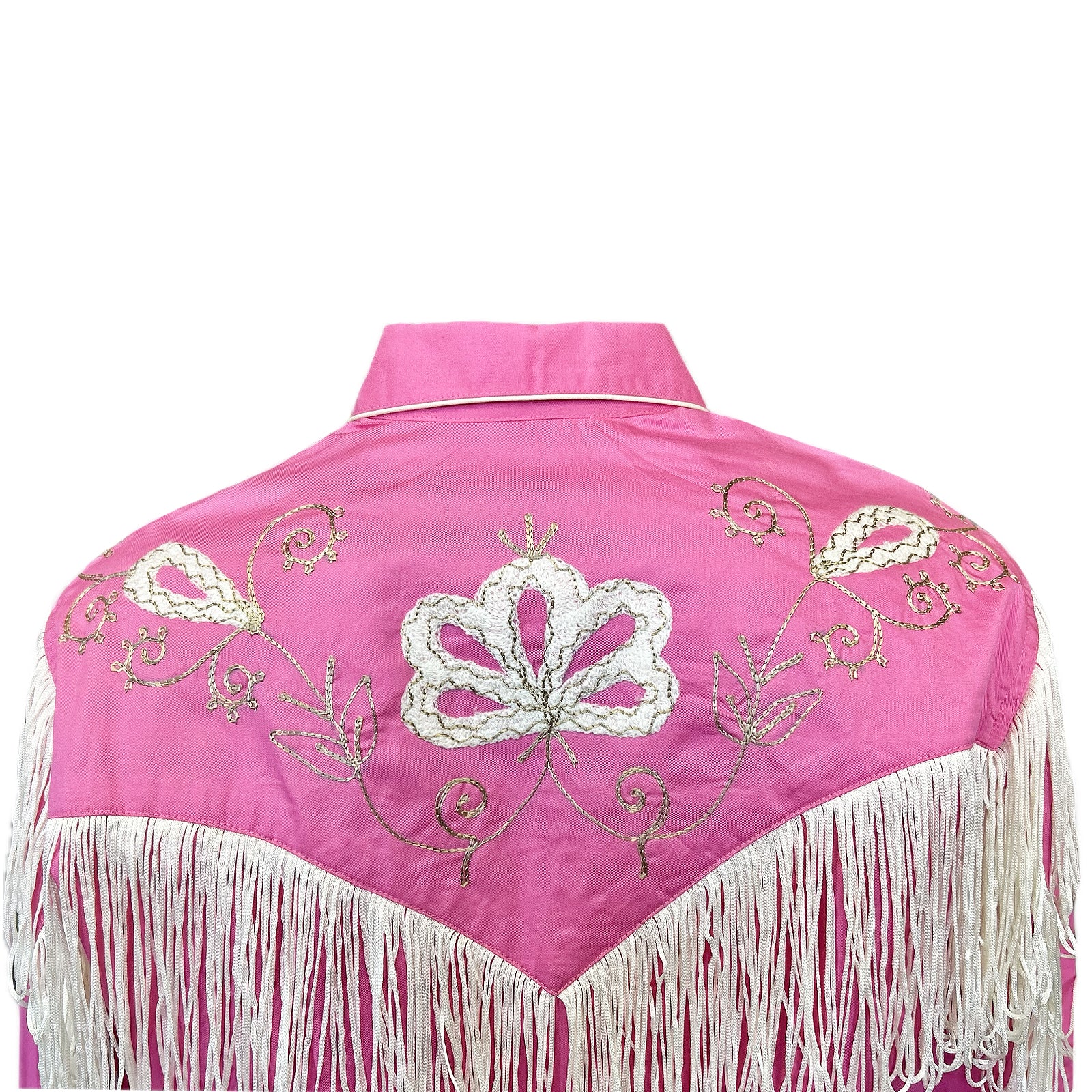 Women's Vintage Pink Fringe Embroidered Western Shirt