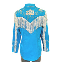 Women's Vintage Fringe Turquoise Embroidered Western Shirt