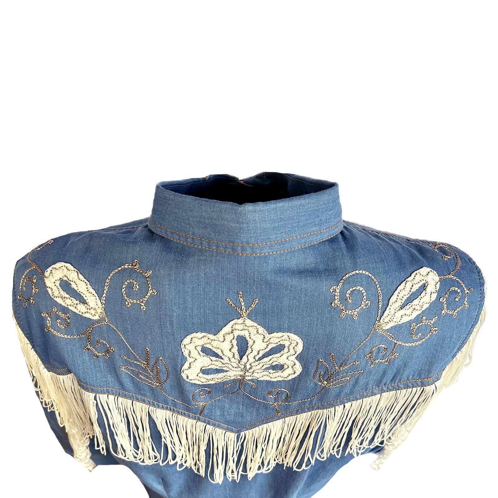 Women's Vintage Fringe Denim Embroidered Western Dress