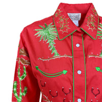 Women's Red Porter Wagoner Embroidered Western Shirt