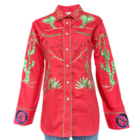 Women's Red Porter Wagoner Embroidered Western Shirt
