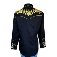Women's Vintage Black Cascading Floral Embroidered Western Shirt