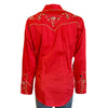 Women's Red Vintage Variegated Floral Embroidery