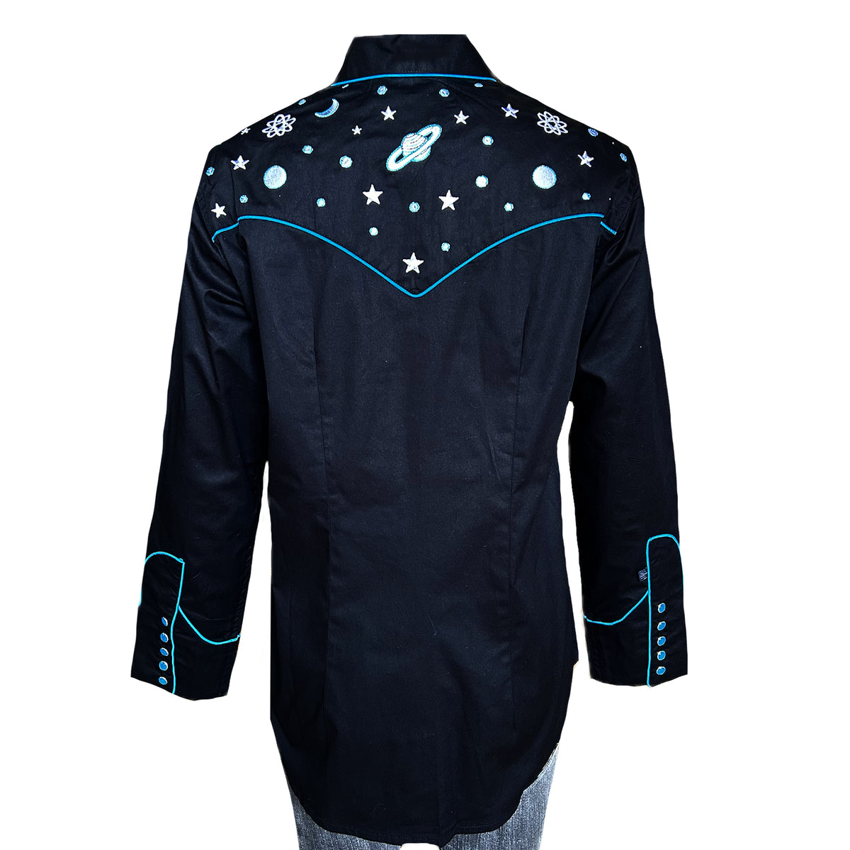Women's Out of This World Embroidered Black Western Shirt