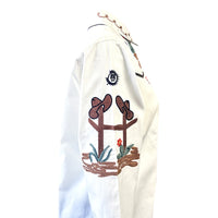 Women's Vintage Ivory Cactus & Cowgirl Boots Embroidered Western Shirt