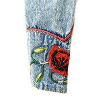 Women's Vintage Denim Floral Embroidered Western Shirt
