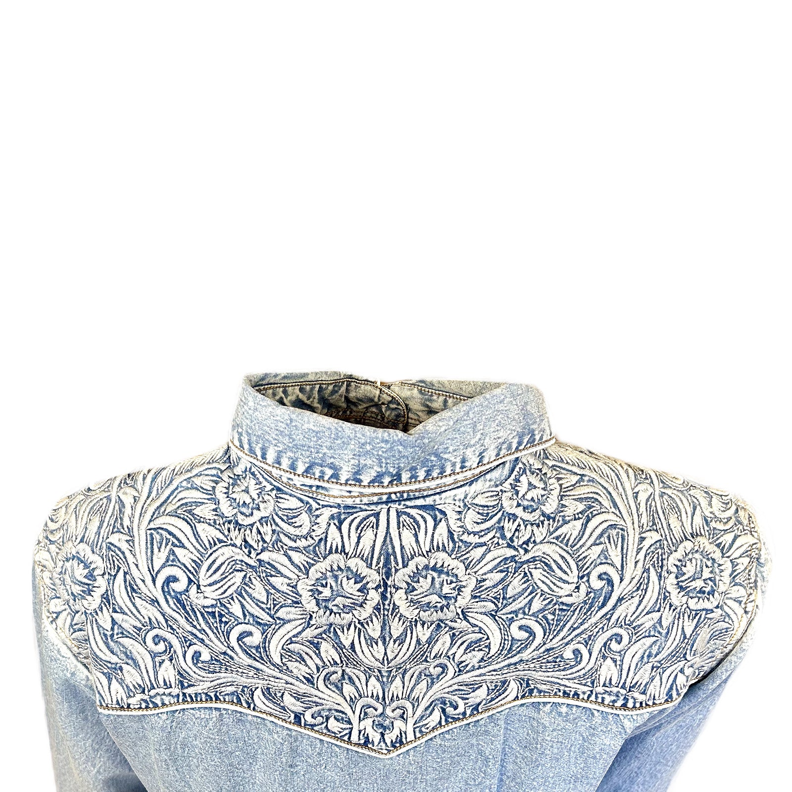 Women's Vintage Denim & Blue Tooling Embroidered Western Shirt