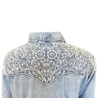 Women's Vintage Denim & Blue Tooling Embroidered Western Shirt