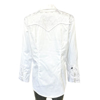 Women's Vintage White-on-White Tooling Embroidered Western Shirt