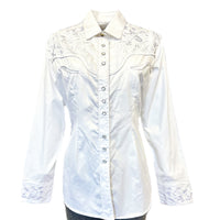 Women's Vintage White-on-White Tooling Embroidered Western Shirt