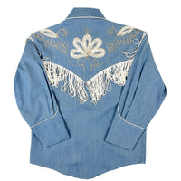 Kid's Vintage Denim Embroidered Fringe Western Shirt