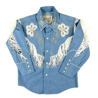 Kid's Vintage Denim Embroidered Fringe Western Shirt