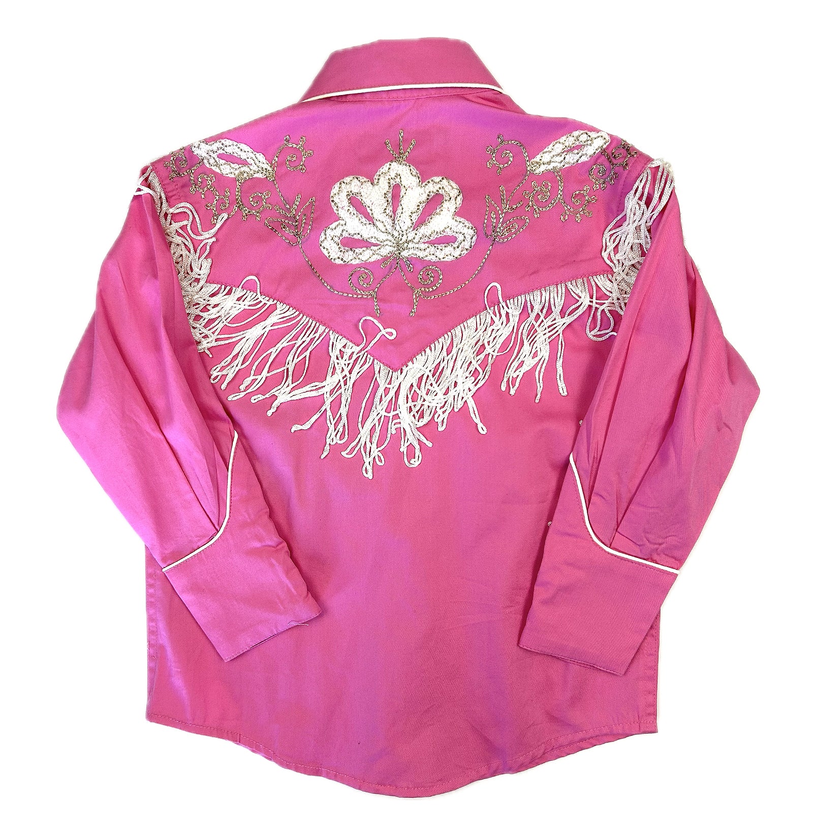 Kid's Vintage Pink Embroidered Fringe Western Shirt