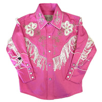 Kid's Vintage Pink Embroidered Fringe Western Shirt