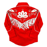 Kid's Vintage Red Embroidered Fringe Western Shirt