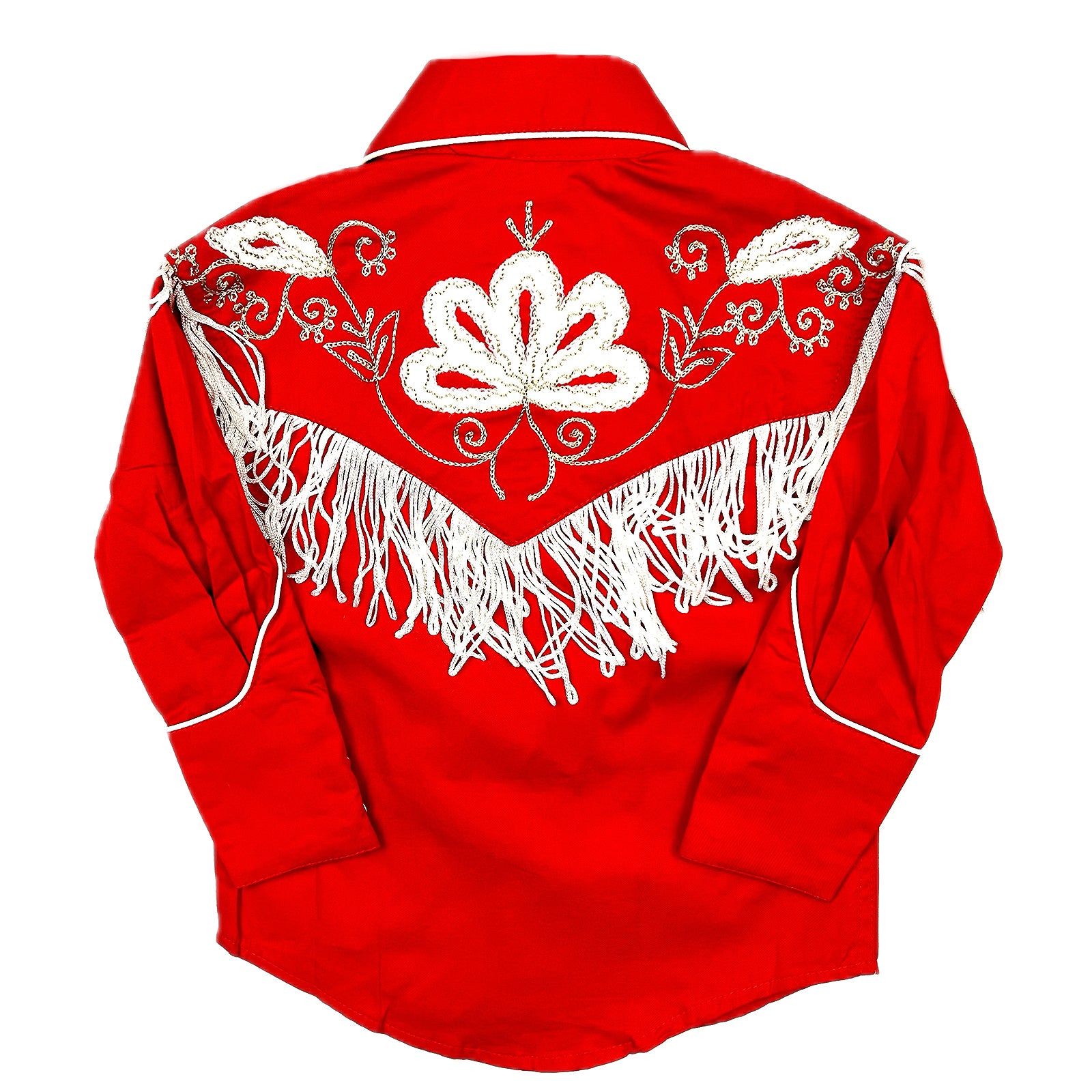 Kid's Vintage Red Embroidered Fringe Western Shirt