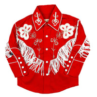 Kid's Vintage Red Embroidered Fringe Western Shirt