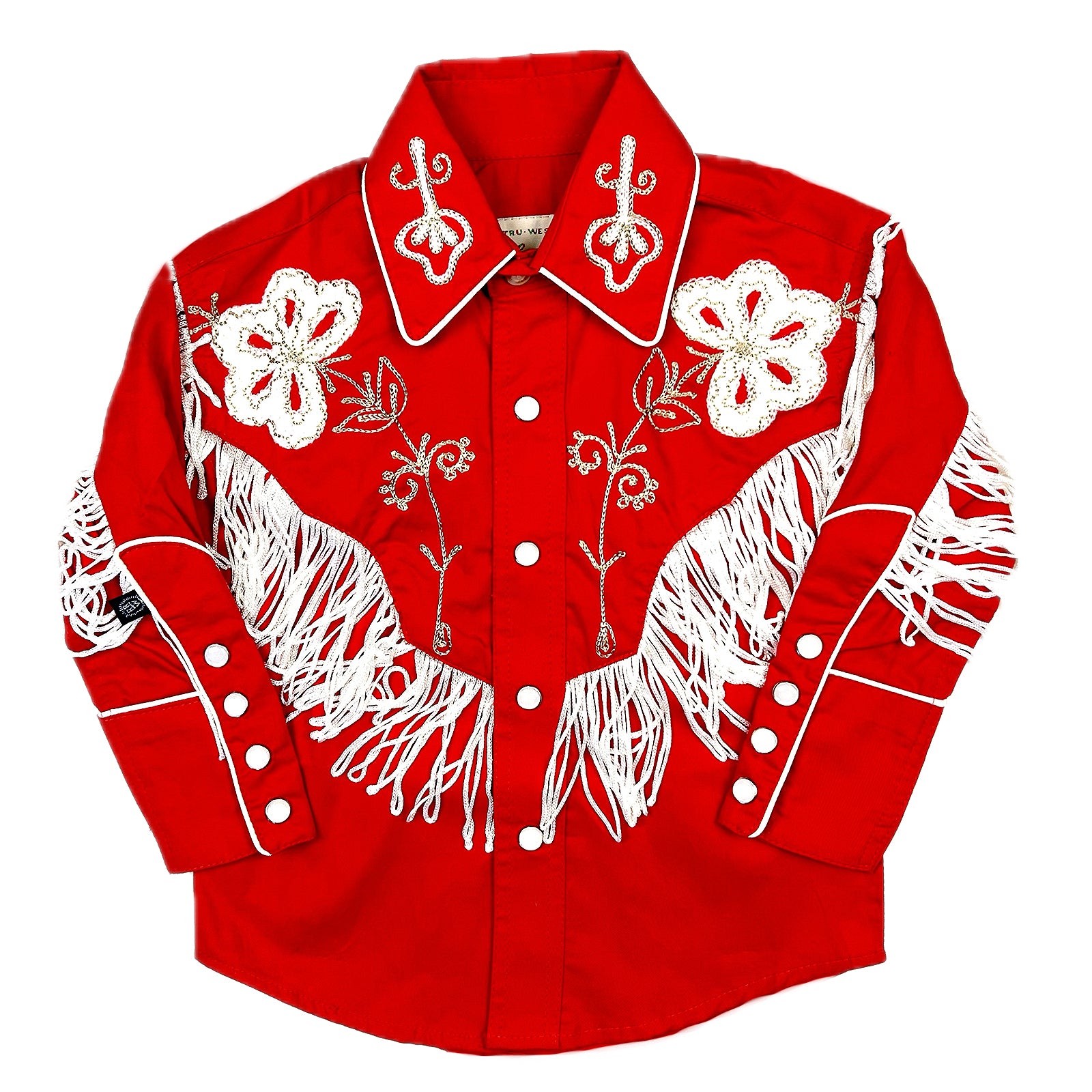Kid's Vintage Red Embroidered Fringe Western Shirt