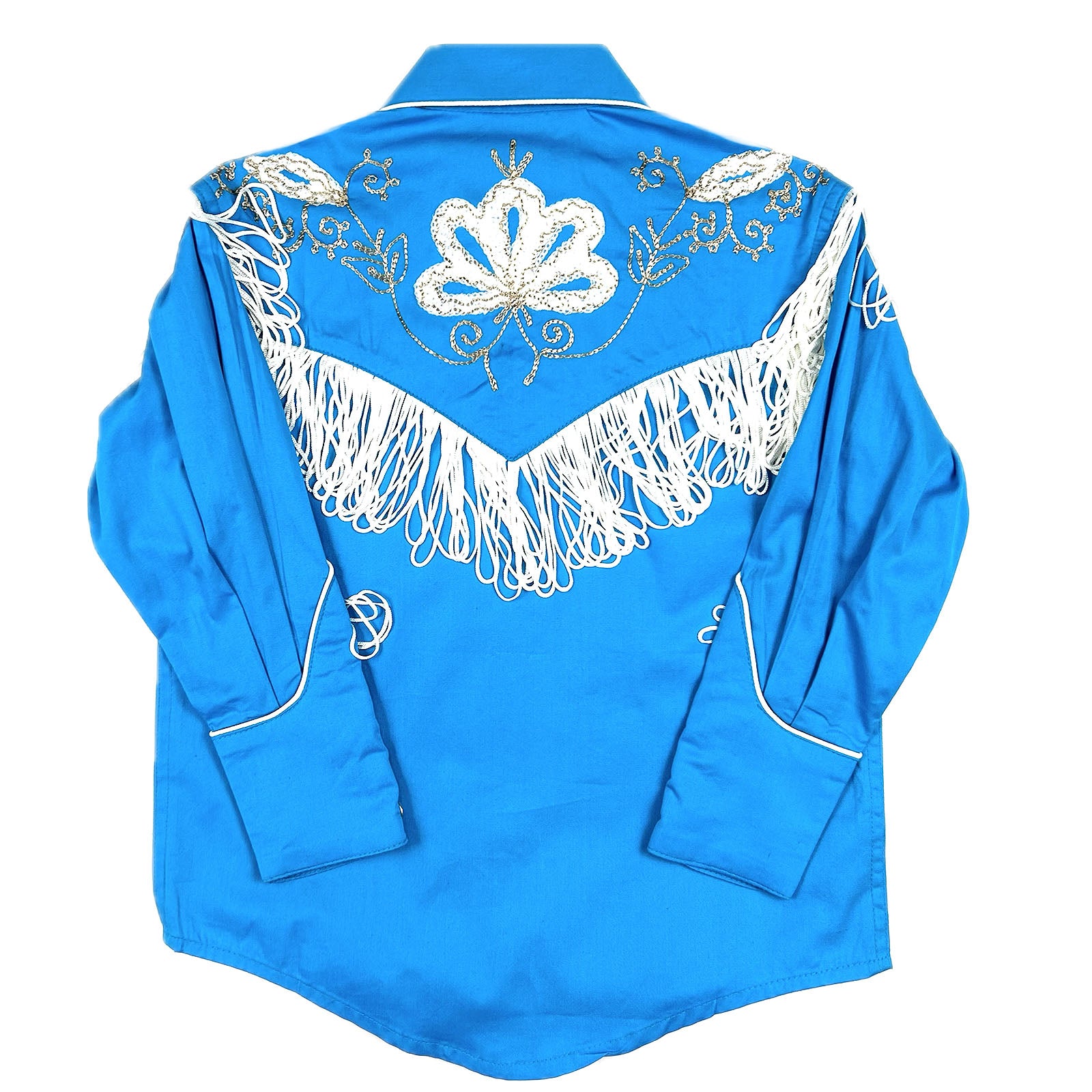 Kid's Vintage Turquoise Embroidered Fringe Western Shirt