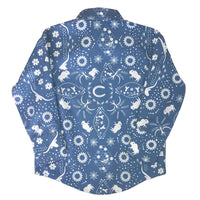 Kid's Blue Bison Bandana Print Western Shirt