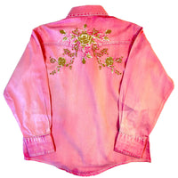 Kid's Vintage Soft Pink Floral Embroidered Western Shirt