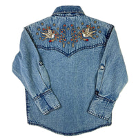 Kid's Denim Flying Swallows Embroidered Western Shirt