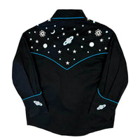Kid's Black Out of This World Embroidered Western Shirt