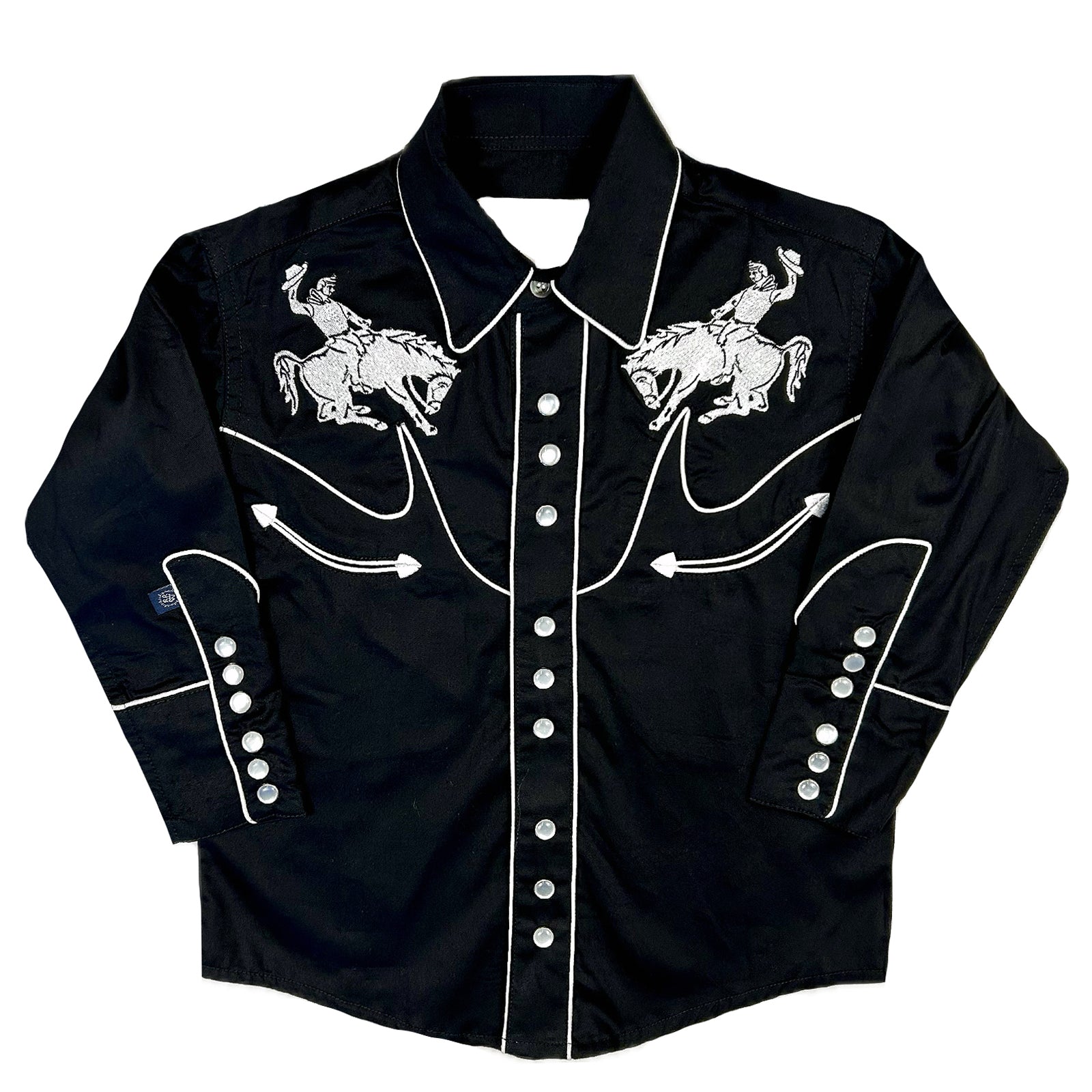 Kid's Vintage Black Bronc Embroidered Western Shirt