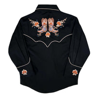 Kid's Black Sunrise Boot & Floral Embroidered Western Shirt