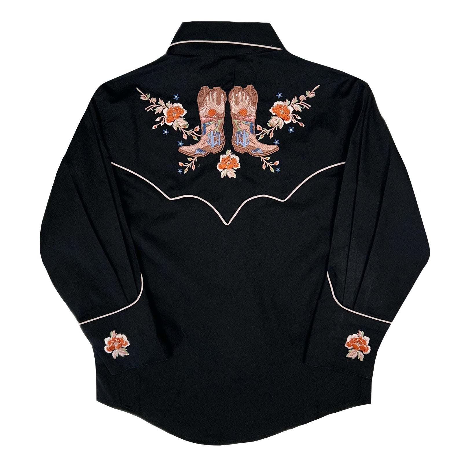Kid's Black Sunrise Boot & Floral Embroidered Western Shirt