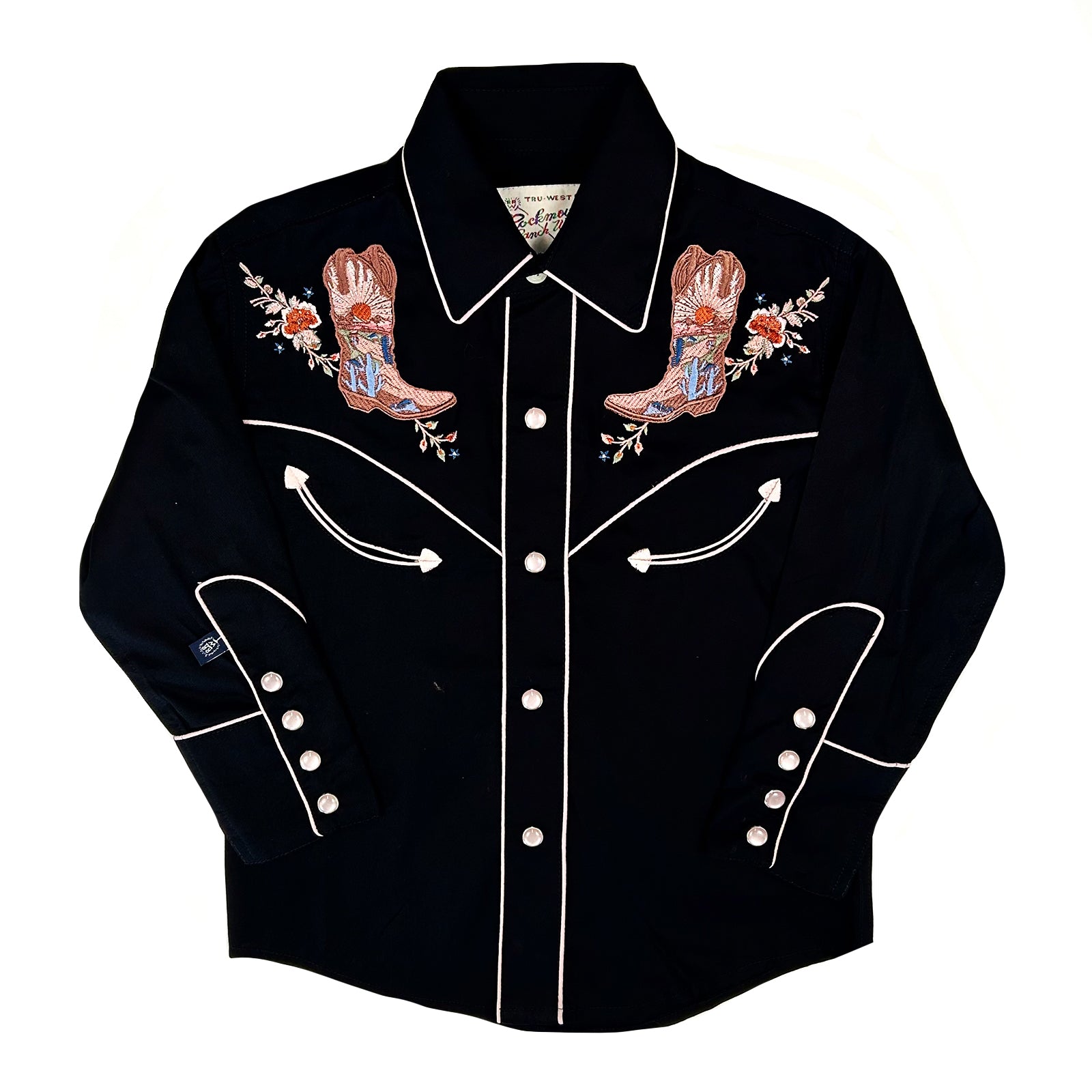 Kid's Black Sunrise Boot & Floral Embroidered Western Shirt