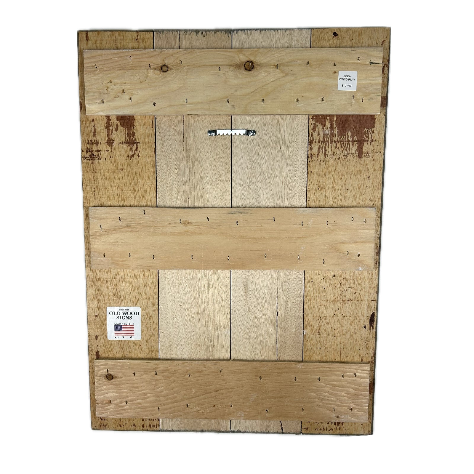 Cowgirl Bronc Distressed Wood Western Sign