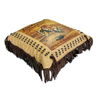 Rockmount Vintage Bronc Leather Fringe Western Pillow