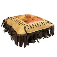 Rockmount Vintage Buffalo Bill Leather Fringe Western Pillow