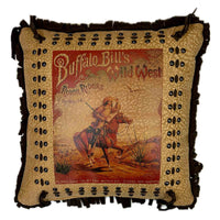 Rockmount Vintage Buffalo Bill Leather Fringe Western Pillow