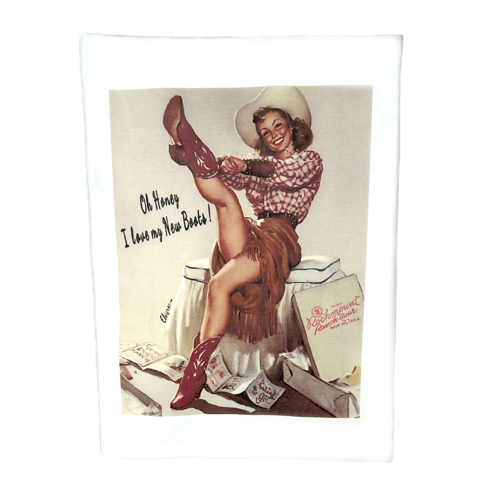 Oh Honey, I Love My New Boots Western Tea Towel