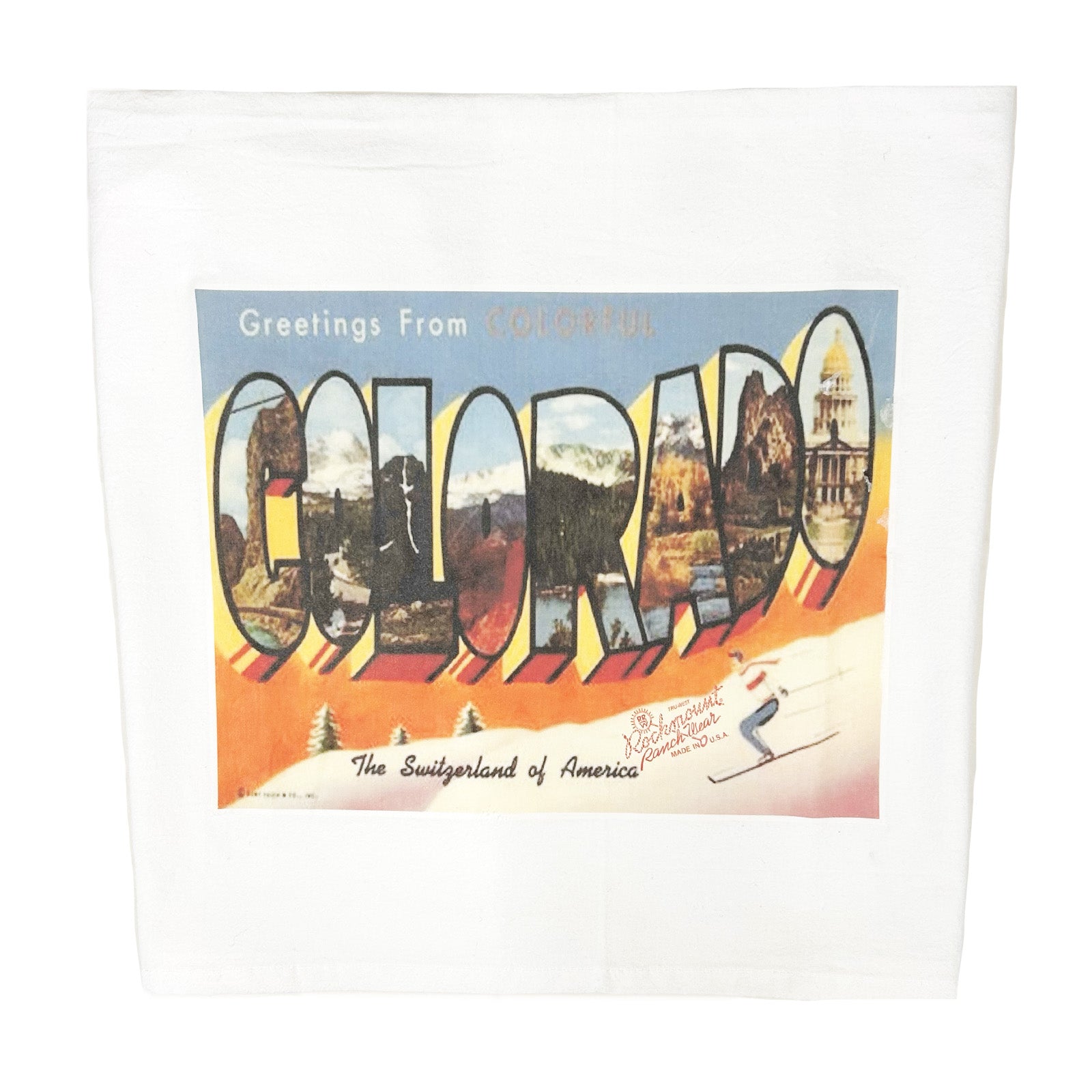 Greetings from Colorful Colorado Western Tea Towel